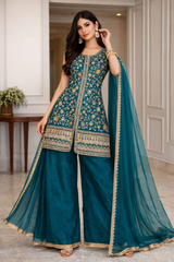 Beautiful Blue Hand Embroidered Sharara Set