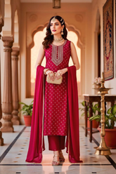 Designer Silk Embroidered Kurta Set (Sleeves Included)