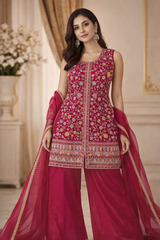 Royal Dark Pink Fendi Designer Sharara Set