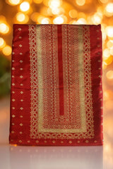 Regal Dola Silk Embroidered Unstitched Suit-Maroon
