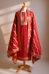 Regal Dola Silk Embroidered Unstitched Suit-Maroon