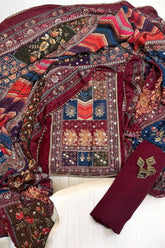 Elegant Georgette Unstitched Suit with heavy Chikankari and mirror work