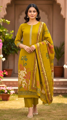 Vibrant Mustard Pashmina Winter Unstitched Suit