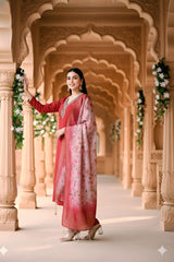 Maroon Blossom Embroidered Suit Set with Dupatta