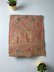 Elegant Vichitra Embroidered Unstitched Suit-Peach