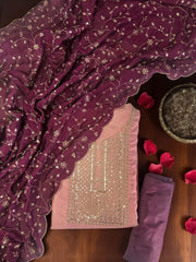 Graceful Vichitra Silk Embroidered Unstitched Suit with Embroidered Jaal Dupatta