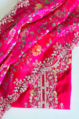 Vibrant Roman Silk Embroidered Unstitched Suit Set