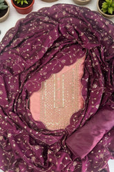 Graceful Vichitra Silk Embroidered Unstitched Suit with Embroidered Jaal Dupatta