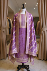 Regal Dola Silk Embroidered Unstitched Suit-Purple