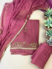 Royal Barbari Simar Hand Embroidered Unstitched Suit-Rose Pink