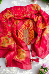 Royal Shimmer Organza Unstiched Suit wiith Silk Dupatta-Pink