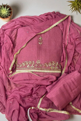 Royal Barbari Simar Hand Embroidered Unstitched Suit-Rose Pink