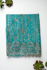 Premium Kota Silk Embroidered Unstitched Suit-Blue