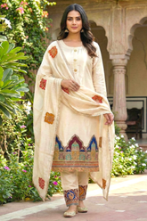 Elegant Pure Tissue Embroidered Suit Set