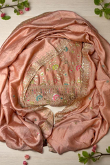 Elegant Vichitra Embroidered Unstitched Suit-Peach