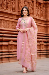 Graceful Pink Embroidered Suit Set