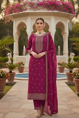Pure Dola Russian Jacqard with Khatli Handwork Suit Set and Chanderi Silk Heavy Dupatta