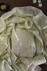 Elegant Gold Crush Embroidered Unstitched Suit