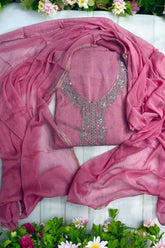 Graceful Crunchy Silk Unstitched Suit with Silver Embroidery