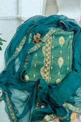 Royal Embroidered Banarasi Unstitched Suit with Golden Zari & Pure Dupatta