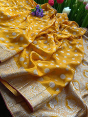 Radiant Yellow Banarasi Katan Silk Saree