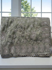 Elegant Sage Green Embroidered Saree with Sequin Detailing