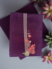 Wine Colour Pashmina Suit – Embroidered Neckline with Printed Dupatta