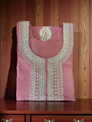 Elegant Rose Pink Embroidered Silk Kurta Set with Dupatta