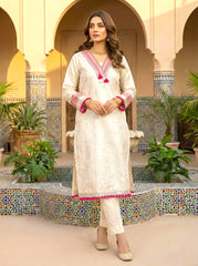 Elegant Tissue Embroidered Kurta Set with Contrast Tassel Dupatta