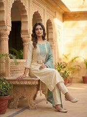 Shimmer Embroidered Kurta Set with Designer Dupatta