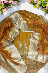 Elegant Vichitra Fabric Unstiched Suit with Silk Dupatta