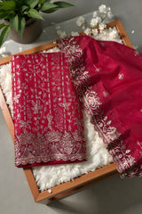 Premium Kota Silk Embroidered Unstitched Suit