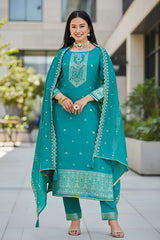 Pure Dola Russian Jacqard with Khatli Handwork Suit Set and Chanderi Silk Heavy Dupatta
