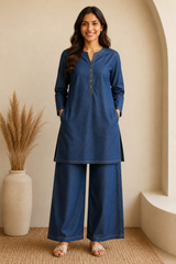 Graceful Indigo Soft Denim Co-ord Set