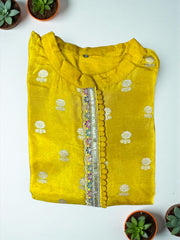 Mustard Yellow Embroidered Suit Set with Dupatta
