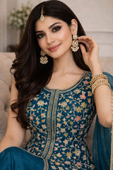 Beautiful Blue Hand Embroidered Sharara Set