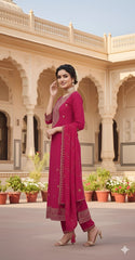 Pure Dola Russian Jacqard with Khatli Handwork Suit Set and Heavy Dupatta-Pink