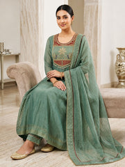 Graceful Sage Green Salsa Anarkali Set with Dupatta