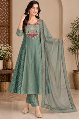 Graceful Sage Green Salsa Anarkali Set with Dupatta