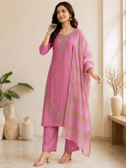 Blush Pink Shimmer Kurta Set with Cutdana Embroidery