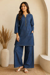 Graceful Indigo Soft Denim Co-ord Set
