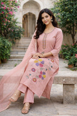 Blush Pink Roman Silk Kurta Set with Dupatta