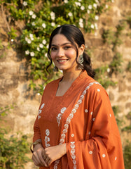 Cotton Kurta Set with Floral Embroidery