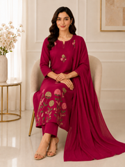Elegant Pink Embroidered Kurta Set with Dupatta