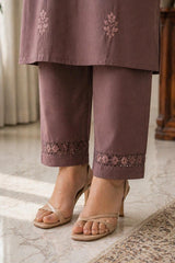 Mocha Brown Chikankari Rayon Kurta Set (Without Dupatta)