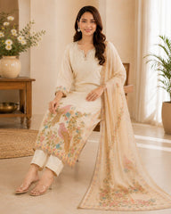 Cream Kota Doriya Kurta Set with Dupatta