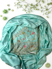 Elegant Vichitra Embroidered Unstitched Suit