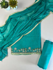 Royal Barbari Simar Hand Embroidered Unstitched Suit-Blue