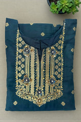 Premium Teal Blue Embroidered Kurta Set with Dupatta