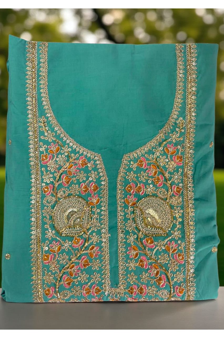 Elegant Embroidered Suit Set with Multicolor Dupatta – Festive & Party Wear Collection